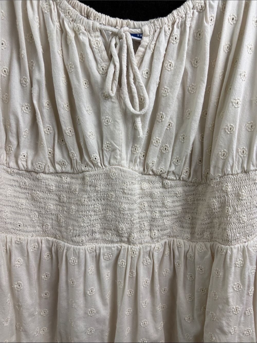 Old Navy Cream Eyelet Midi Dress On or Off Shoulder 2X - Picture 3 of 6